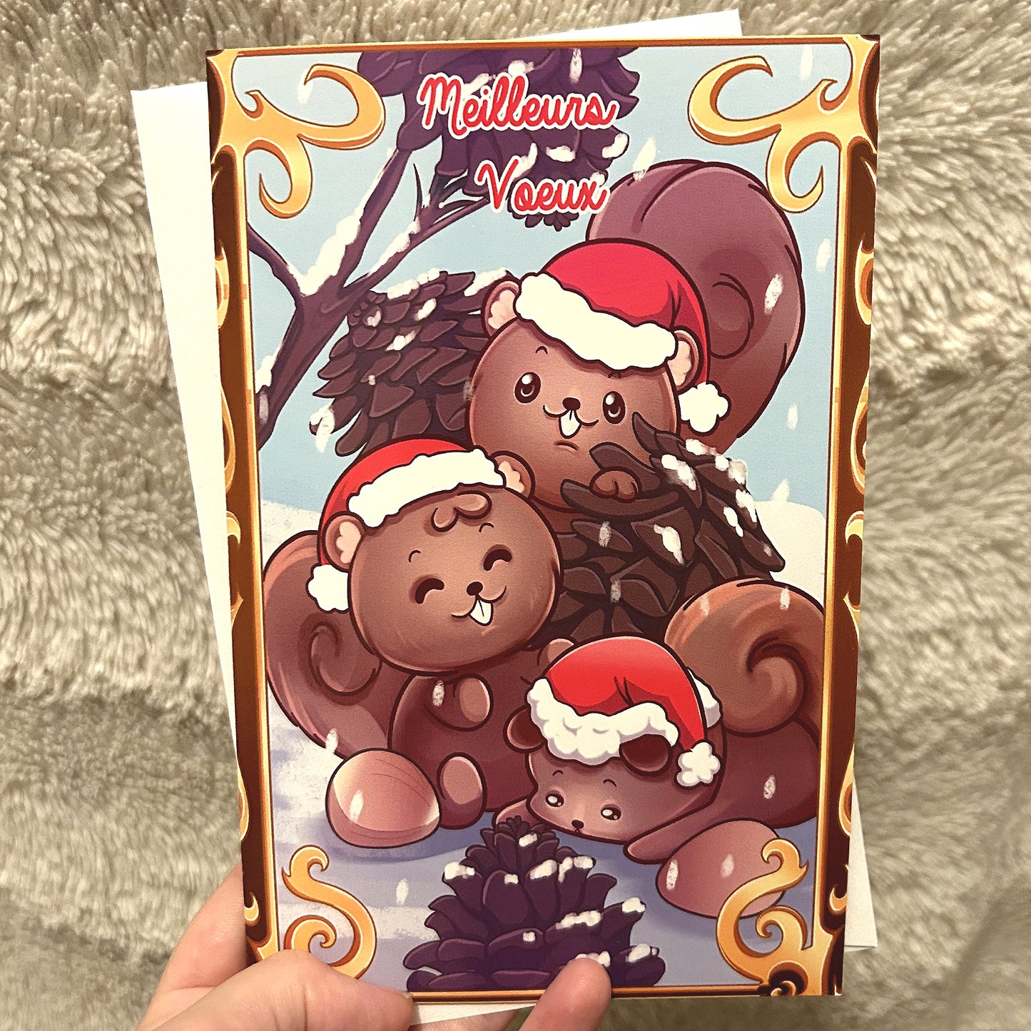 Carte de vœux écureuils - thème noël