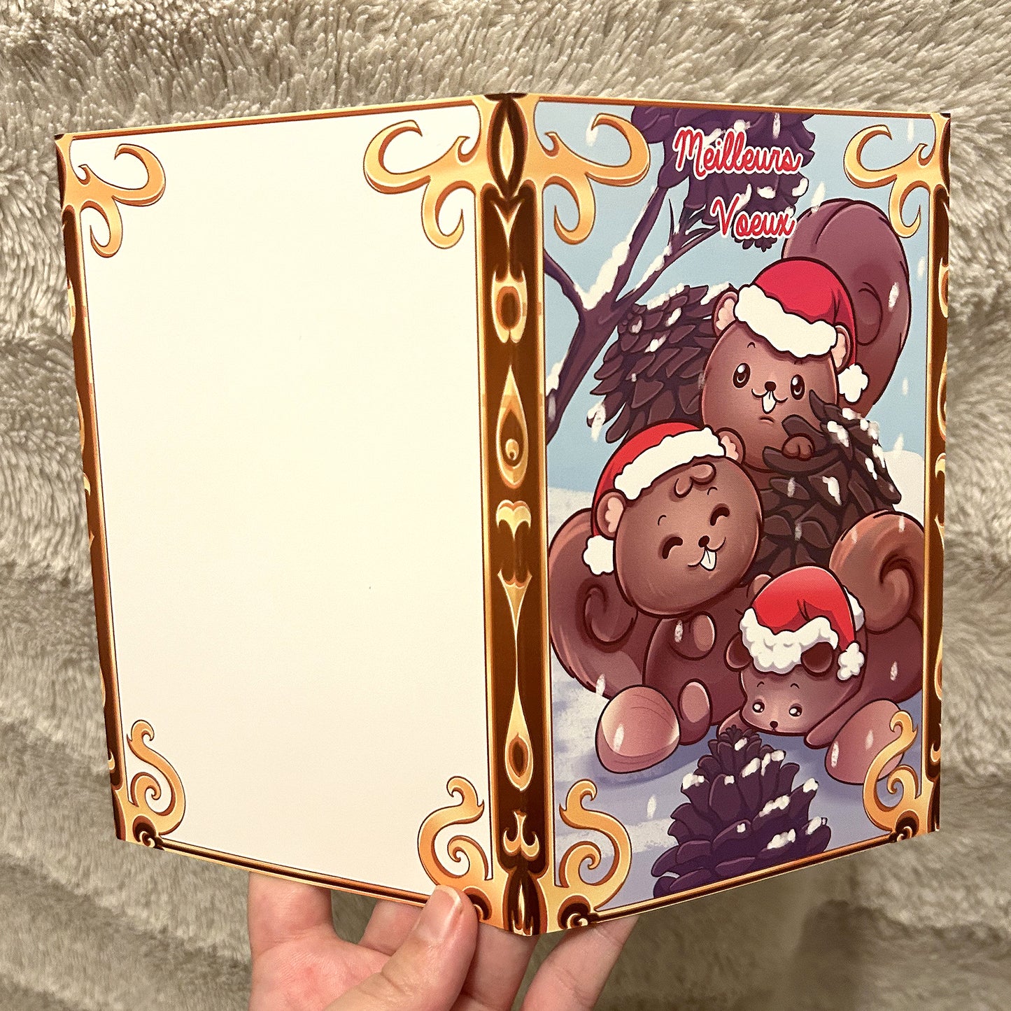 Carte de vœux écureuils - thème noël