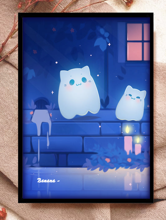 Print A5 - fantôme chat