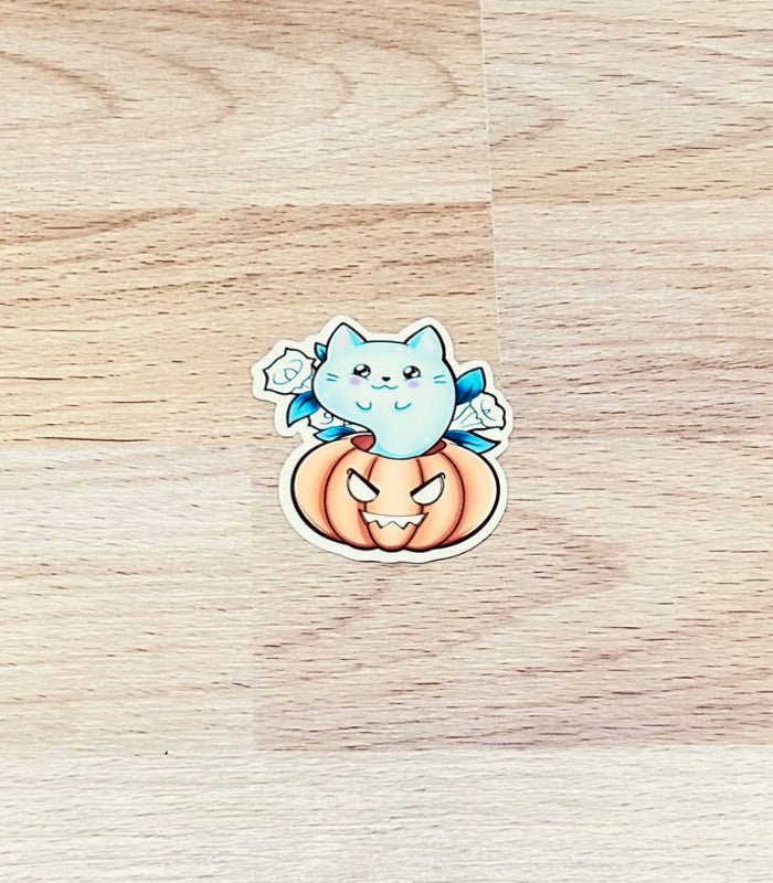 Stickers - Chat citrouille fluorescent