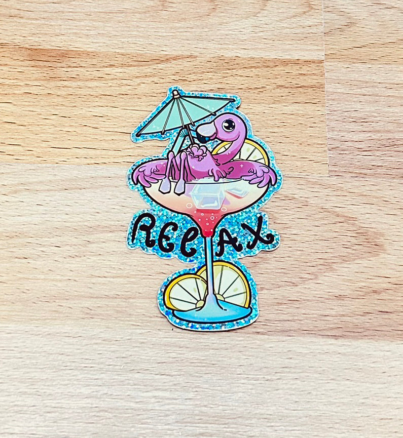 Sticker - Flamant rose cocktail