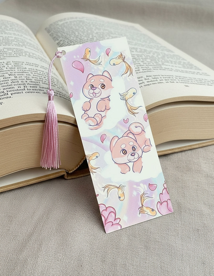 Marque Pages - Shiba avec poissons